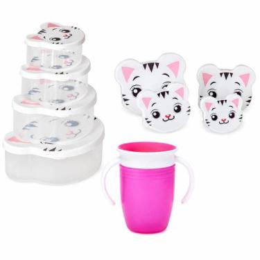 Imagem de Kit 04 Potes Infantil para Lanche com Copo de Treinamento Antivazament