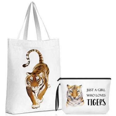 Imagem de Bolsa Tote Sieral Tigre 34x40x10cm + Kit Bolsa com Zíper - Sieral Gift