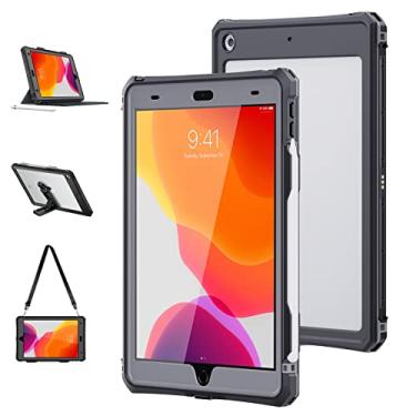 Imagem de ShellBox Case Para iPad 10.2 2019 À Prova D 'Água, Capa Protetora Resistente A Choque Com Suporte Protetor De Tela Integrado Para iPad 10,2 Polegadas 2019 Tablet 7ª Geração (Preto)