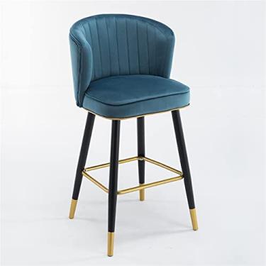Imagem de Bancos de Barra de Altura do Balcão, Espreguiçadeiras de Cozinha de Veludo, Cadeiras de Barras Altas com Costas, Metal Pholstered Assento Ergonomicamente, para Bares, Ilha de Cozinha, Altura 65 Cm