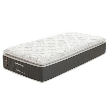 Imagem de Colchão Solteiro Safira Plush Mola Ensacada (34x78x188) Branco e Cinza