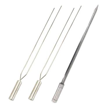 Imagem de Kit 3 Espetos Churrasco Aço Inox Duplo e Espada Lâmina 80cm