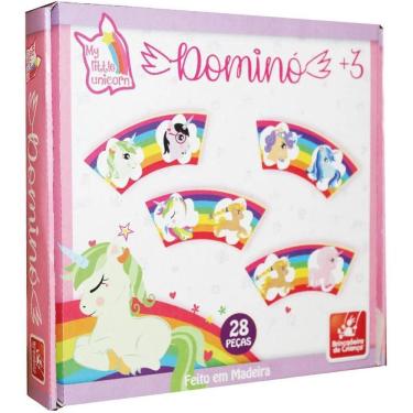 Imagem de Jogo Domino Unicornio 28 Peças Madeira