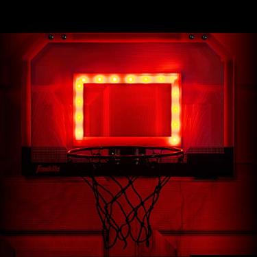 Imagem de Franklin Sports Aro de basquete interno Over the Door - Mini argola infantil para quarto - Mini argola de aço - Inclui bola e bomba - Vermelho iluminado