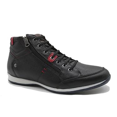 Imagem de Bota Masculina Casual em Couro com Elástico e Ziper Lateral NE-1005 Cor:Preto;Tamanho:37;Gênero:Masculino