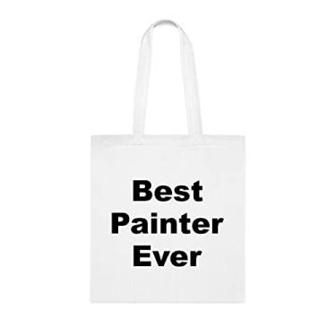 Imagem de Bolsa tote pintor, bolsa Best Painter Ever (melhor pintor), presente para pintor, bolsa de ombro pintor, bolsas reutilizáveis, ideia de de Natal, Branco