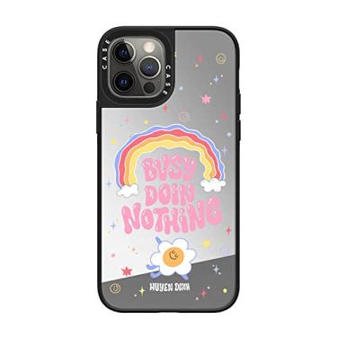 Imagem de Capa de telefone espelho com letra de arco-íris bonito sorriso pintura facial para iphone 12 13 mini 11 pro max 13pro xs max x xr 7 8 plus capa traseira, ocupado, para iphone 7