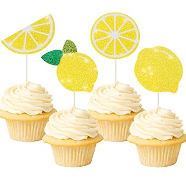 Imagem de Lemonade Decoração de Festa Lemonada para Bolo de Limão para Verão, Limonada, Piscina, Praia, Churrasco, Chá de Bebê, Aniversário, Lemonada, Artigos de Festa com Tema de Limão, 24 Peças