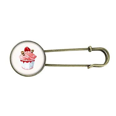 Imagem de Broche de metal retrô rosa sabor cereja sorvete doce joia clipe