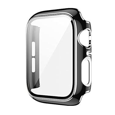 Imagem de SDUTIO Capa de vidro para Apple Watch Case 45mm 41mm 44mm 40mm Protetor de tela de duas cores Bumper iWatch Series 8 7 6 SE 5 4 3 42mm 38mm (Cor: 10mm Fecho de ouro, Tamanho: Série 1 2 3 42mm)