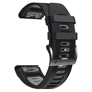Imagem de WIKUNA Pulseiras de substituição de silicone para relógio inteligente para Garmin Fenix 7 7X 6 6X Pro 5 5X Plus 3 3HR Forerunner 935 Pulseira 22 26mm (Cor: Preto, Tamanho: 26mm Fenix 7X)
