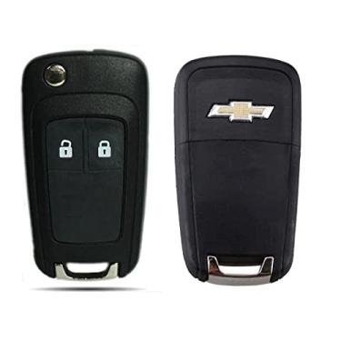 Imagem de Fabricio Shop Car Chave Carcaça Oca 2B Preta Compatível Original GM Onix Spin Cobalt Prisma com Emblema Top para Reposição