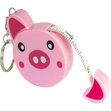 Imagem de Fita Métrica de Bichinho Retrátil Chaveiro Porco Patchwork