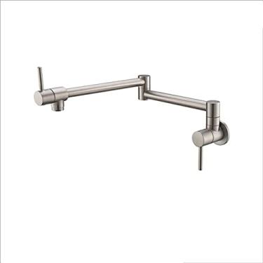 Imagem de Alavanca única dourada giratória dobrada montada na parede pia do banheiro torneira da cozinha torneira de rotação 360 apenas água fria, Nicekel escovado