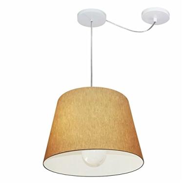 Imagem de Lustre Pendente com Desvio de Centro Cúpula Tecido 30/30x40 cm, Vivare Iluminação, Pendente4274 LP, Palha, Médio