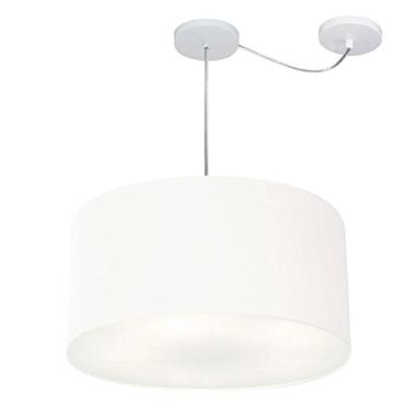 Imagem de Lustre Pendente com Desvio de Centro Cúpula Tecido 45x25 cm, Vivare Iluminação, Pendente4238 BR, Branco, Médio