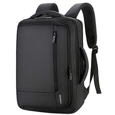 Imagem de Mochila de ombro Mochila para laptop USB multifunções impermeável de nylon para viagem de negócios, preta