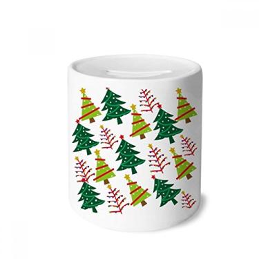 Imagem de DIYthinker Caixa de moedas de cerâmica com ilustração verde de árvore de Natal para presente de cofrinho