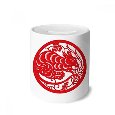 Imagem de DIYthinker Caixa de moedas de cerâmica com estampa de animal de rato, com estampa do zodíaco da China, presente de cofrinho