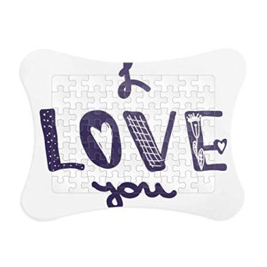 Imagem de Moldura de quebra-cabeça I Love You com citação fofa e escrita à mão, jogo de cartas de papel para casa