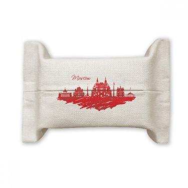 Imagem de Moscou, catedral vermelha, cidade da Rússia, capa de papel para lenços faciais, bolsa de linho de algodão