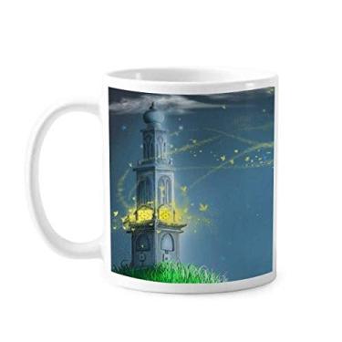 Imagem de Caneca de cerâmica com pintura Fuying Lighthouse Silent Night Lighthouse Caneca de porcelana de café