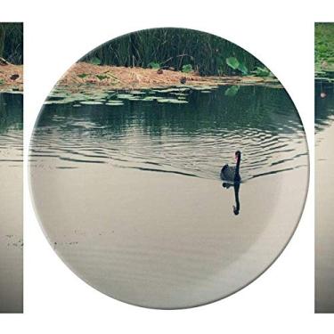 Imagem de Wild Ducks Lago Fotografia Prato Decorativo de Porcelana Salver Talheres Prato de Jantar