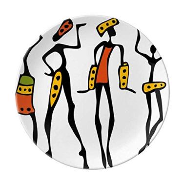 Imagem de Prato de totems de dança negra aborígene da África da Primitive Prato decorativo de porcelana Salver louças de jantar