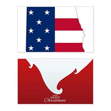 Imagem de Mapa dos Estados Unidos dos EUA Estrelas Listras Bandeira Formato Feriado Feliz Natal Cartão de Parabéns Mensagem de Natal