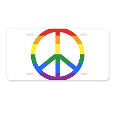 Imagem de DIYthinker Placa de licença LGBT arco-íris gay lésbica anti-guerra decoração de carro acessório de aço inoxidável