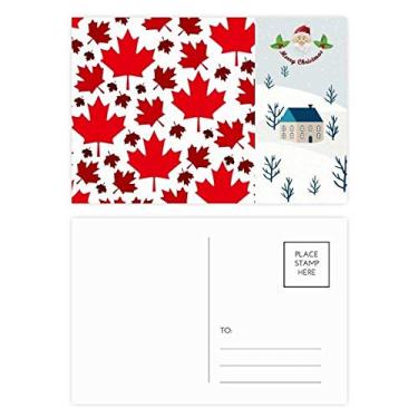 Imagem de Cartão postal de Natal com a bandeira de bordo canadense Folhas sabor Canadá Cartão de agradecimento 20 peças