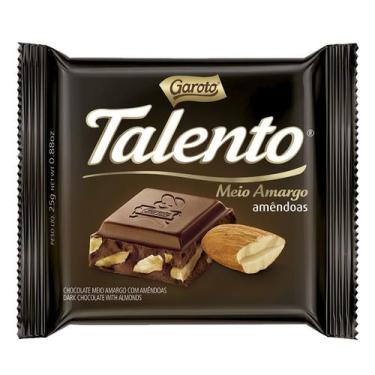 Imagem de Chocolate Talento Caixa C/12 Unid 90G Meio Amargo Amêndoas - Garoto