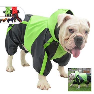 Imagem de Roupas para cães e animais de estimação Roupas de chuva Casacos de neve impermeáveis 4 quatro pernas Capa de chuva para cães pequenos, médios e grandes Fantasias com capuz adoráveis para Golden Retriever Labrador Chihuahua PoodleLovelonglong B-XL (for Bulldog/Beefy dog) verde