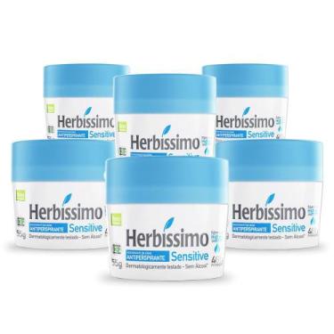 Imagem de Kit Desodorante Creme Antitranspirante Sensitive Herbissimo 55G Com 6