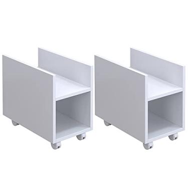 Imagem de Kit 02 Suportes Para Cpu E Nobreak Com Rodízios Guide L03 Branco - Lyam Decor