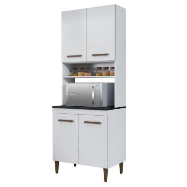 Imagem de Paneleiro Torre Quente 4 Portas 3 Prateleiras Atenas Kaiki Moveis Branco