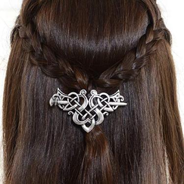 Imagem de (silver F-CC) - Viking Celtic Hair Sticks Hairpin-Viking Hair Clip Men Antique Silver Hair Sticks Hairpin Triangle Clips for Long Hair Stick Slide Irish Hair Accessories Celtic Knot Hair Pin Viking Jewellery Women