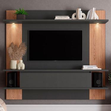Imagem de Painel para TV Até 60 Polegadas 1 Porta com Led Grafite/Brise - Quiditá Móveis