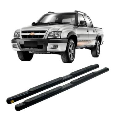 Imagem de Estribo Lateral em Aço Oval Preto p/ S10 1995 até 2011 Cabine Dupla