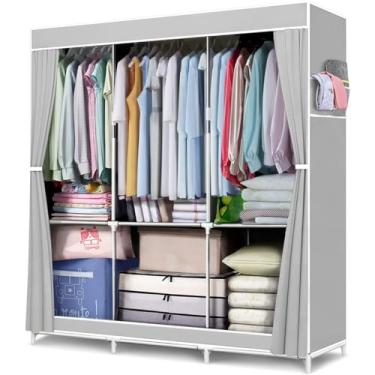 Imagem de Guarda-roupa Portátil Dobrável Armazenagem do Organizadores Guarda Roupa Modulado Solteiro Multiuso (CINZA SILVER)