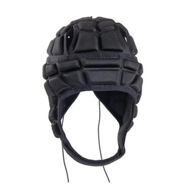 Imagem de Tachiuwa Capacete de rugby para crianças, capacete de futebol macio acolchoado, protetor de cabeça para rugby, patins, tênis, crianças, M Preto