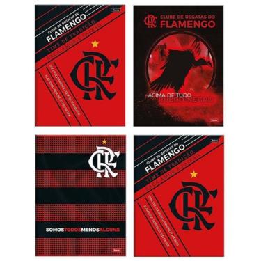Imagem de Kit 4 Caderno Brochurinha Pequeno 96 Fls Flamengo Mengão - Foroni