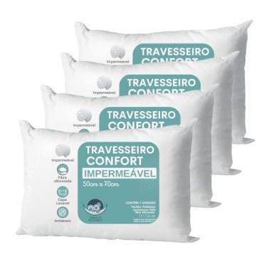 Imagem de Kit 4 Travesseiro Conjunto Cama 50x70 Capa Removivel Macio