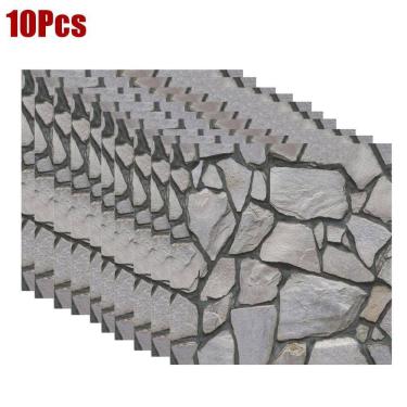 Imagem de 5/10pcs 3D parede azulejo adesivo cinza tijolo autoadesivo Wallpa