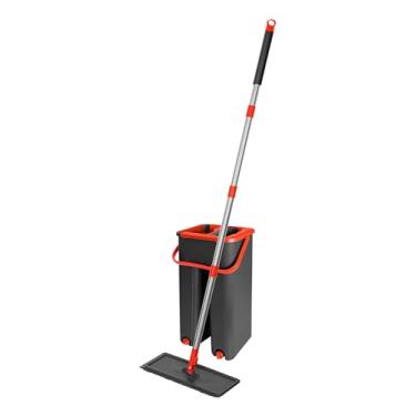 Imagem de Powermaid - Mop Lava e Seca com Balde e Prensa – Cabo Inox 125cm, Base Flexível 360°, Pano de Microfibra Reutilizável para Limpeza de Pisos, Vidros e Superfícies