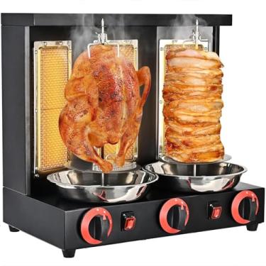 Imagem de Churrasqueira a gás profissional forno rotativo vertical, fogão de kebab de bancada máquina de assar torradeira rotativa, eletrodomésticos em aço inoxidável,Black-L