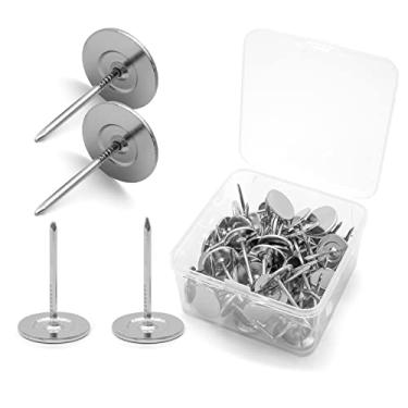 Imagem de Jiozermi 60 peças de tachas prateadas de cabeça chata para polegar, tachas de estofamento de 0,63 polegadas, pregos de estofamento, pregos de móveis, pregos de sofá para móveis e decoração DIY