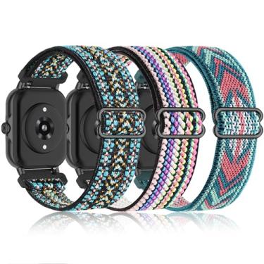 Imagem de Pulseiras de relógio de nylon elástico compatíveis com relógio inteligente Woneligo, 2 pacotes de pulseiras elásticas macias para relógio FITVII H56/ENOMIR ID208BT/MILOUZ IDW19 para mulheres e homens.