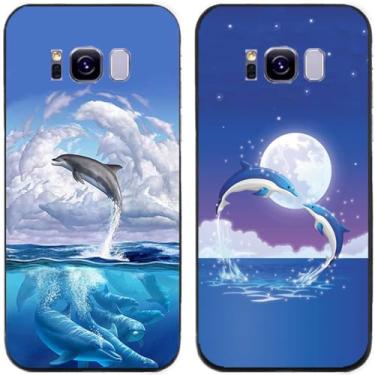 Imagem de 2 peças de capa de telefone traseira de silicone em gel TPU impresso golfinhos para Samsung Galaxy todas as séries (Galaxy S8 Plus / S8+)