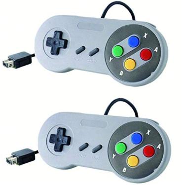 Imagem de JTEEY Controle com fio de substituição para o novo Super Nintendo NES/SNES Classic Edition Mini 2017, controle de jogo clássico joystick gamepad (pacote com 2, não USB)
